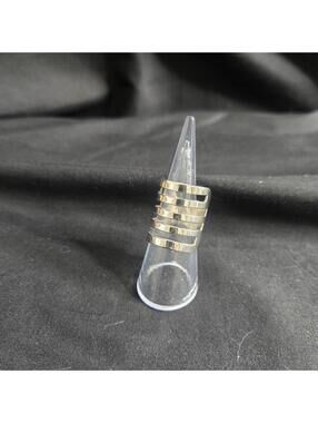 925 Sterling Silver Multi Band Ring Wide Stacked Minimalist Size 7